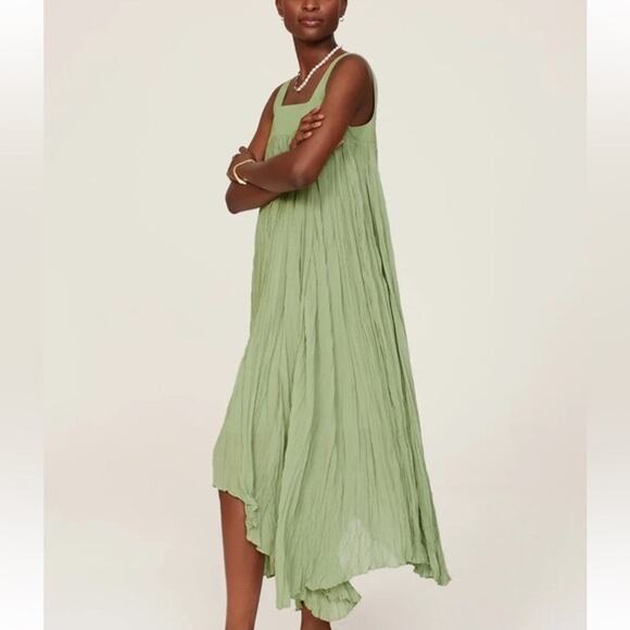 BIBHU MOHAPATRA COLLECTIVE Green Chiffon Shift Square Neck Empire Dress Size 14 - Picture 2 of 16